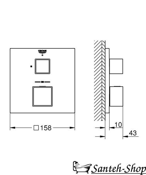 Grohe Grohtherm Cube Termostat de duș (24153000) 24153000 foto