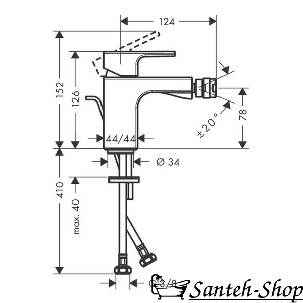 Baterie bideu Hansgrohe Vernis Shape 71211000 crom 71211000 foto