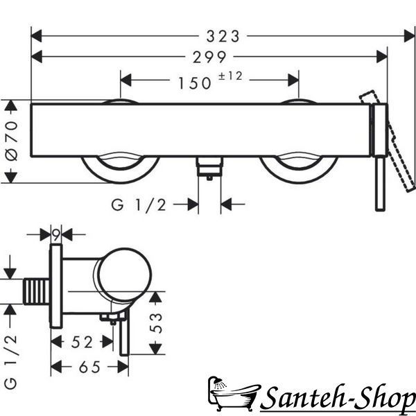 Baterie dus Hansgrohe Tecturis S (73622140) 73622140 foto