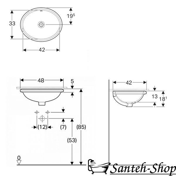 Lavoar sub blat GEBERIT VARIFORM 500.749.01.2 42x42x18.1 cm alb 500.749.01.2 foto