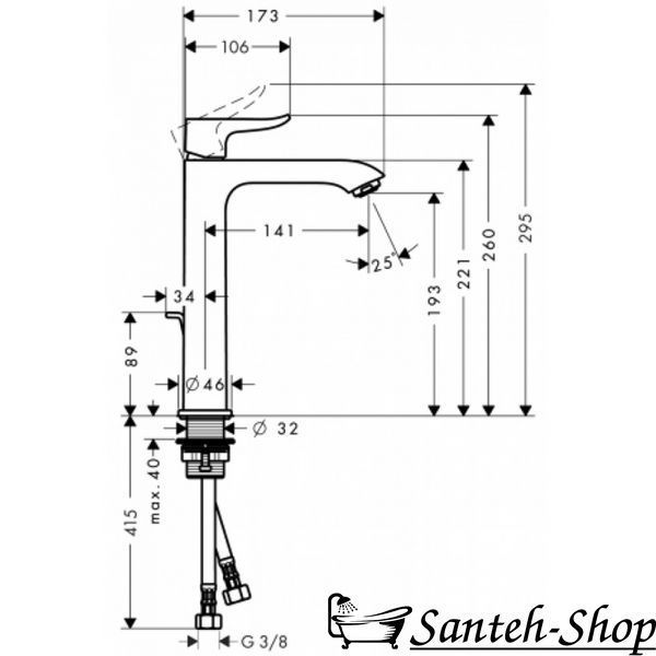 Baterie de lavoar Hansgrohe Metris 200 fără garnitură, crom (31185000) 31185000 foto
