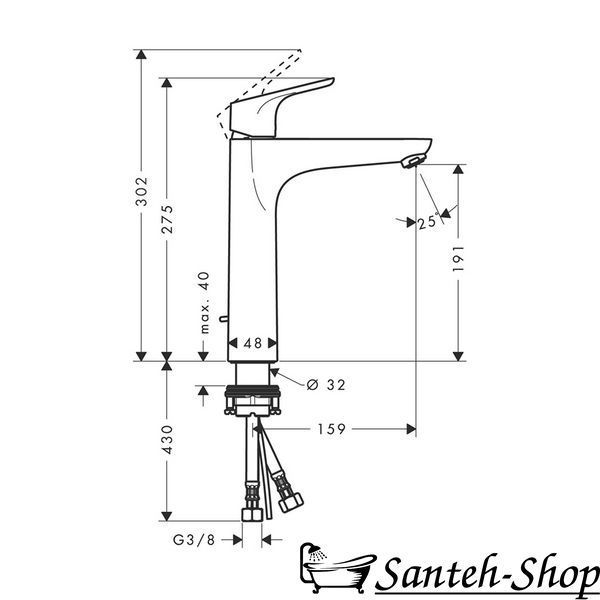 Baterie de lavoar Hansgrohe Focus 190 cu sifon, crom (31608000) 31608000 foto