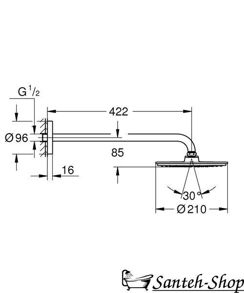 Верхний душ с кронштейном Grohe Rainshower Cosmopolitan 210 (26171000) 26171000 фото
