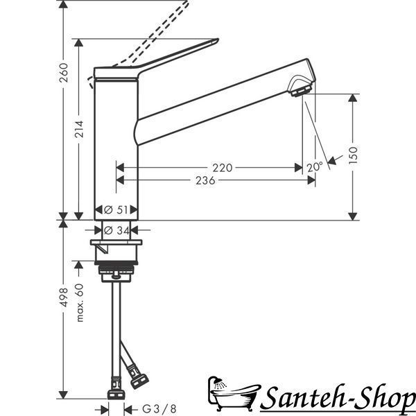 Смеситель для кухни Hansgrohe Zesis M33 150 1jet ECO, Chrome (74811000) 74811000 фото