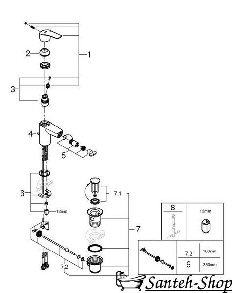 Смеситель для биде Grohe Eurosmart New S-Size, хром (32929003) 32929003 фото