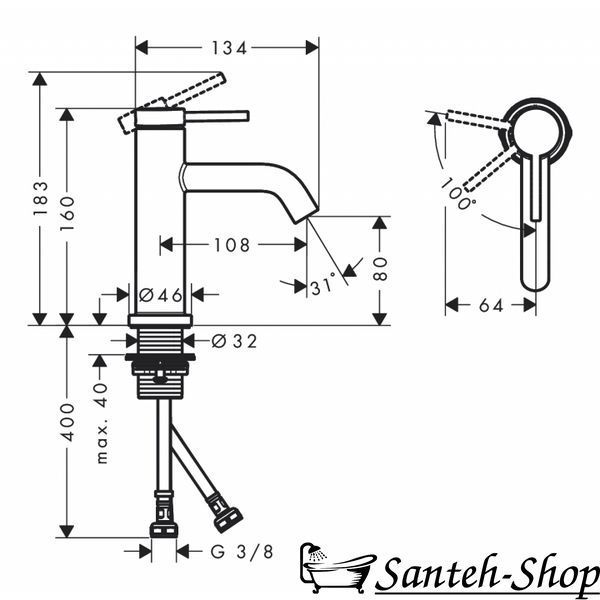 Baterie lavoar Hansgrohe Tecturis S 80 CoolStart 73301700 73301700 foto