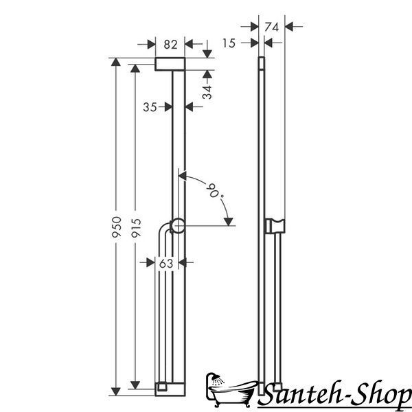 Bară de duș Hansgrohe Unica S Puro 90 cm cu furtun de 160 cm, alb mat (24405700) 24405700 foto