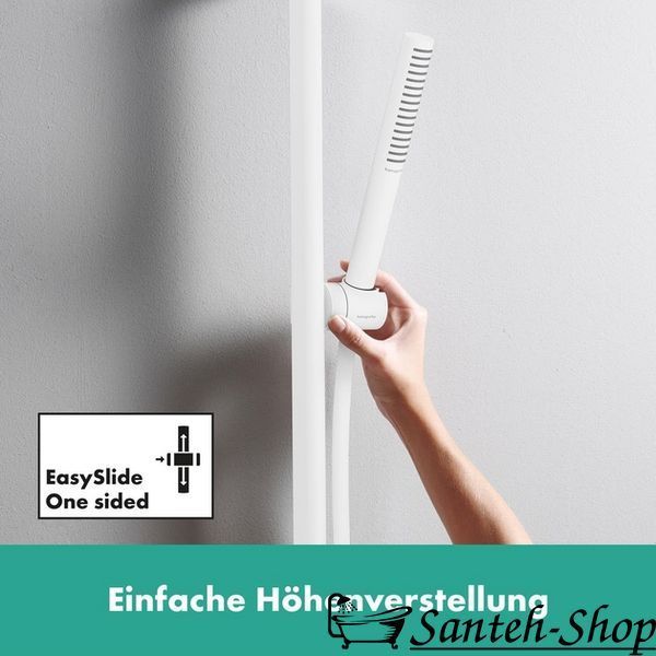 Bară de duș Hansgrohe Unica S Puro 90 cm cu furtun de 160 cm, alb mat (24405700) 24405700 foto