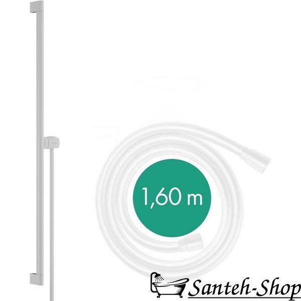 Bară de duș Hansgrohe Unica S Puro 90 cm cu furtun de 160 cm, alb mat (24405700) 24405700 foto