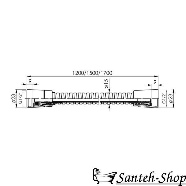 Furtun dus IMPRESE LSR f03600110SE SS 1500 mm anti-twis negru mat f03600110SE foto