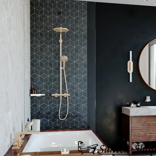 Душевая система Hansgrohe Raindance S 240 1jet PowderRain EcoSmart 28823140 c термостатом, бронза 28823140 фото