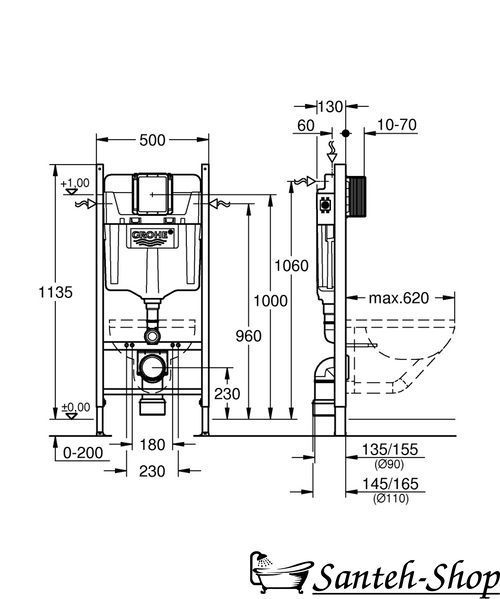 Grohe RAPID SL 38840000 инсталяционная система для унитаза+ Imprese ROZKOS TWIST унитаз подвесной безободковый с сидением Duroplast Slim slow-closing, Grohe RAPID SL крепление к стене,Grohe COSMO клавиша смыва (38840000+3855800M+38732000+c06310103) c06310103+38840000+3855800M+38732000 фото