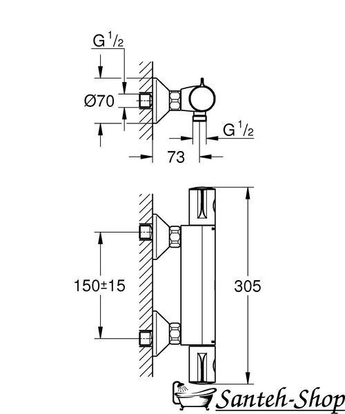 Grohe Grohtherm 800 Termostat de duș, crom (34558000) 34558000 foto