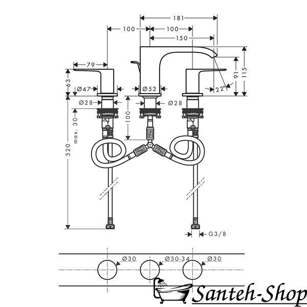 Baterie de lavoar Hansgrohe Vivenis (75033670) 75033670 foto