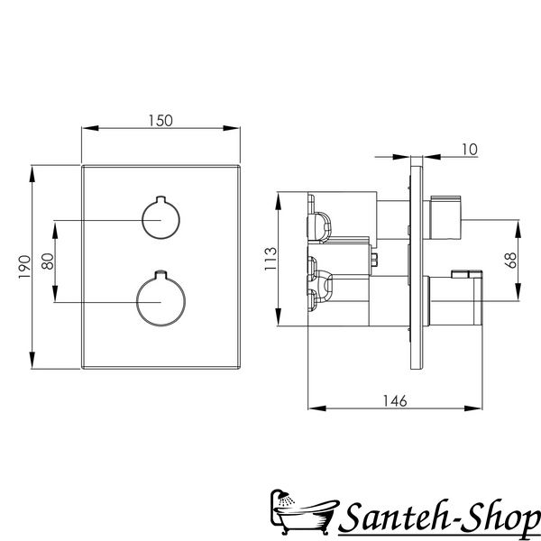 Baterie duș și cadă &icirc;ncastrată IMPRESE JUDIT f04610810AC (termostat cu 2 funcții), negru mat f04610810AC foto