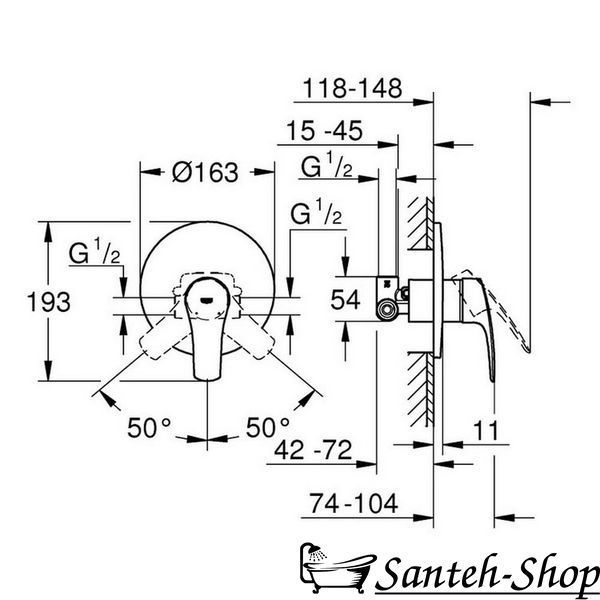 Смеситель для душа GROHE Eurosmart скрытого монтажа 33556003 33556003 фото