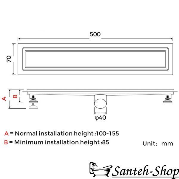Rigola de duș Gappo G85007-4 cu obturator uscat și umed, satinat G85007-4 foto
