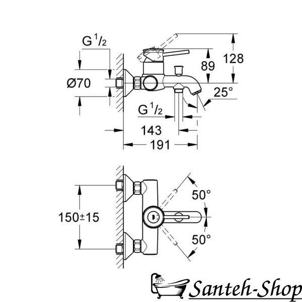 Baterie de baie GROHE BAUCLASSIC 32865000 monocomandă 32865000 foto