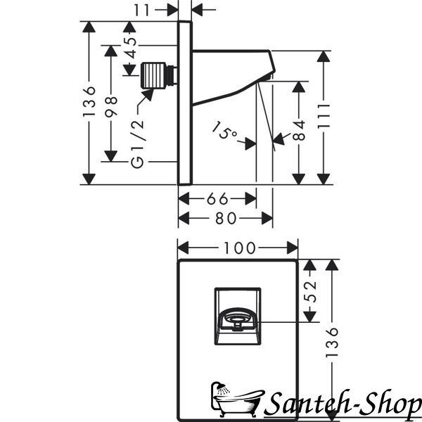 Кронштейн для душа Hansgrohe Pulsify 105, Matt White (24139700) 24139700 фото