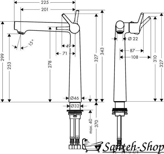 Baterie de lavoar Hansgrohe Talis S 250 fără garnitură, crom (72116000) 72116000 foto