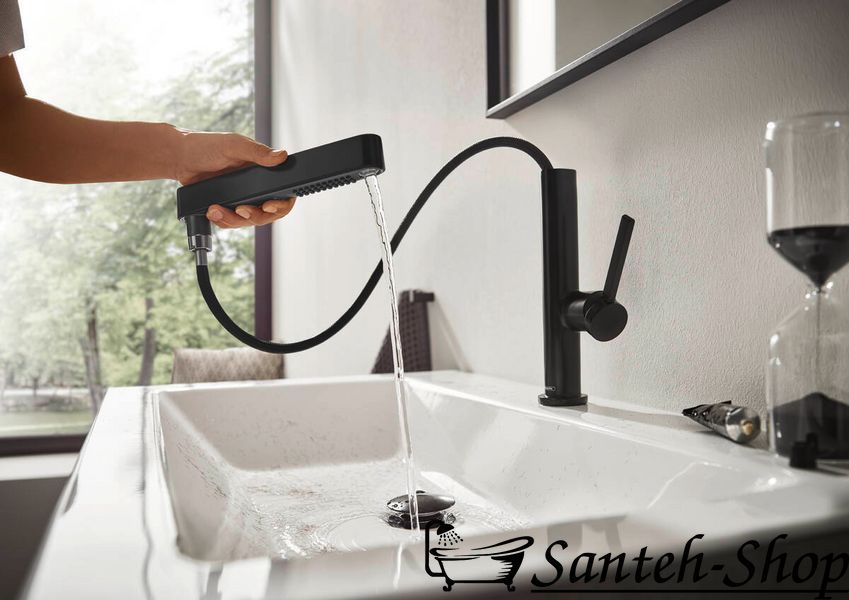 Hansgrohe Finoris 76063670 baterie lavoar cu garnitură, negru 76063670 foto