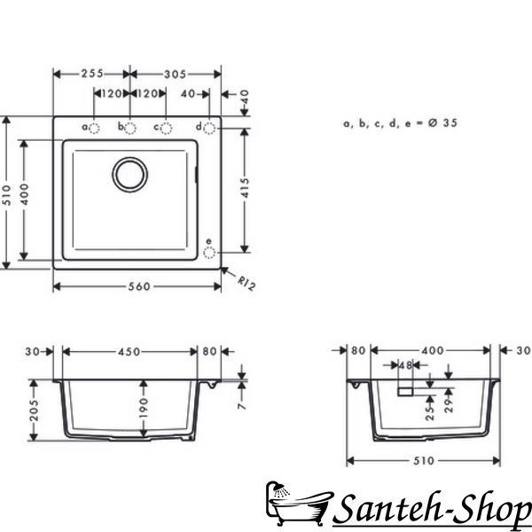 Кухонная мойка Hansgrohe S451 S510-F450 560х510, Graphiteblack (43312170) 43312170 фото
