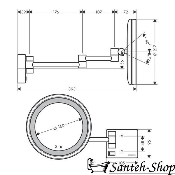 Oglindă cu iluminare LED Hansgrohe AddStoris (41790700) 41790700 foto