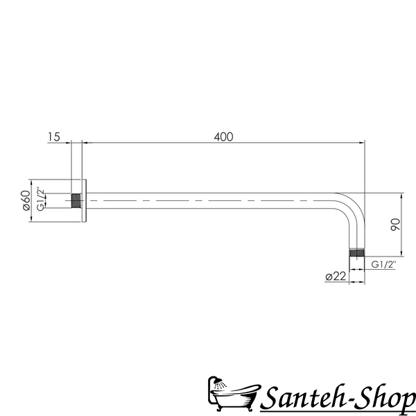 Кронштейн для верхнего душа IMPRESE i-BATH f03600101TG, R, хром f03600101TG фото