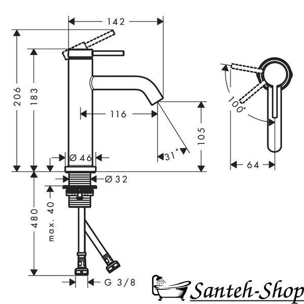 Baterie lavoar Hansgrohe Tecturis S 110 CoolStart fără scurgere, Bronz periat (73312140) 73312140 foto