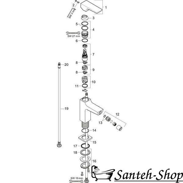 Baterie lavoar HANSGROHE METROPOL 260 32512140 foto