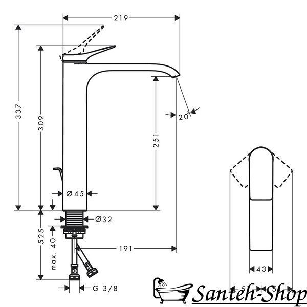 Baterie lavoar Hansgrohe Vivenis 250 (75040670) 75040670 foto