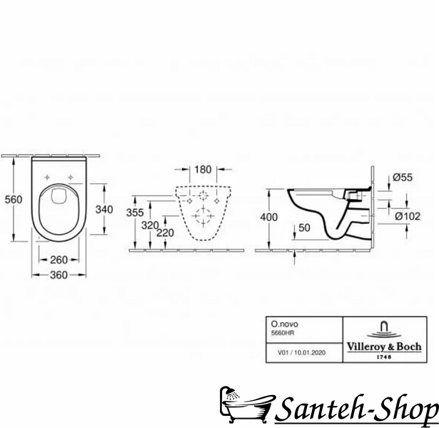 Подвесной унитаз Villeroy & Boch O.Novo 5660HR01 5660HR01 фото