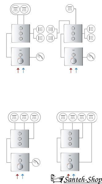 Комплект верхней монтажной части для вентиля на три выхода Grohe Grohtherm SmartControl (29122000) 29122000 фото