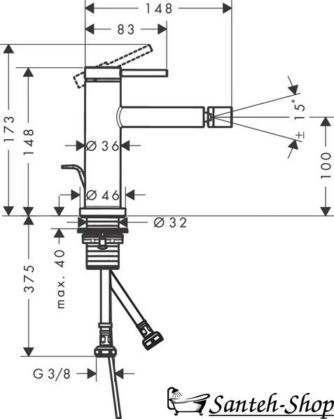 Смеситель для биде Hansgrohe Tecturis S (73201340) 73201340 фото