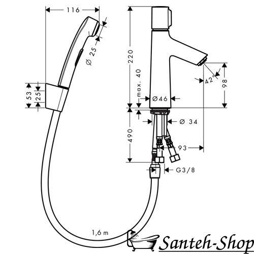 Baterie de lavoar Hansgrohe Talis Select S 100 cu supapă de evacuare și set de igienă, crom (72291000) 72291000 foto
