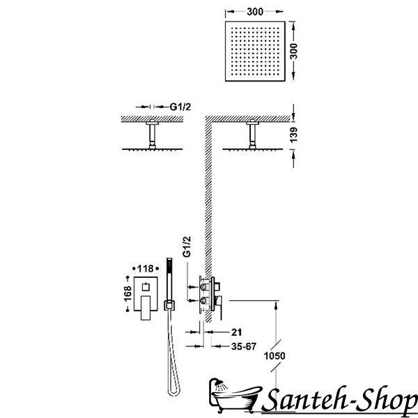 Sistem de duș Tres CUADRO cu baterie de duș ascunsă White 00628003BM foto