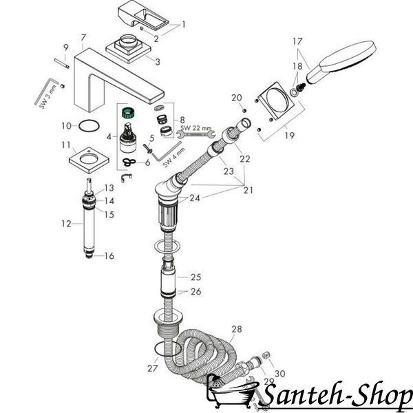 Baterie de baie HANSGROHE METROPOL 3-HOLE (74550000) 145867196111 foto