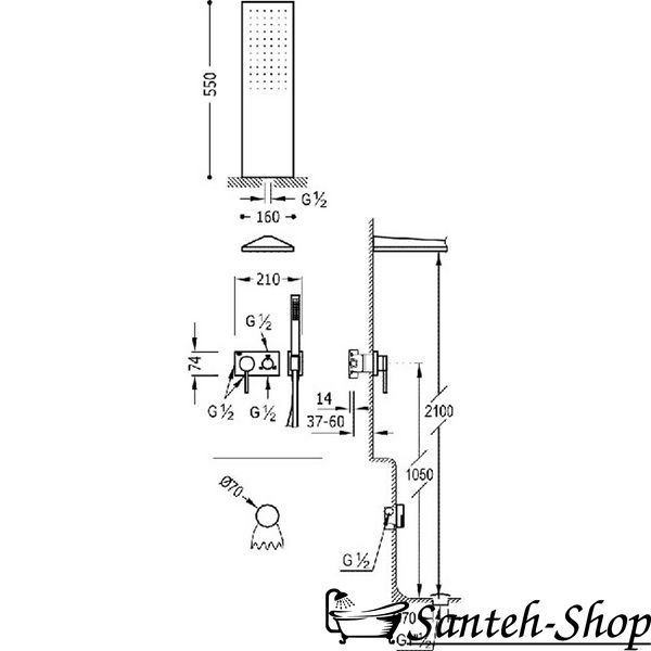 Sistem de dus Tres 3V 21027312 cu baterie pentru cada cu baterie de apa 21027312 21027312 foto