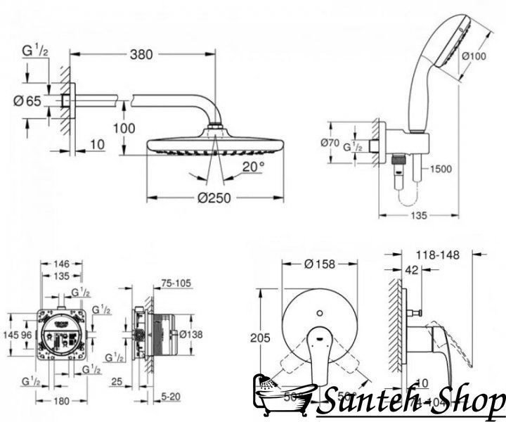 Set dus GROHE EUROSMART NEW UA26416SC3 4in1 UA26416SC3 foto