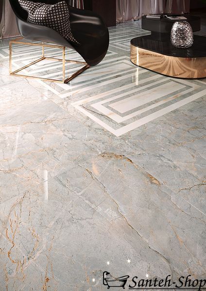 Плитка Ricchetti Cisa Golden Pure Decor Luxury Grey Lux 59.6x119.2 см 0592356 592356 фото