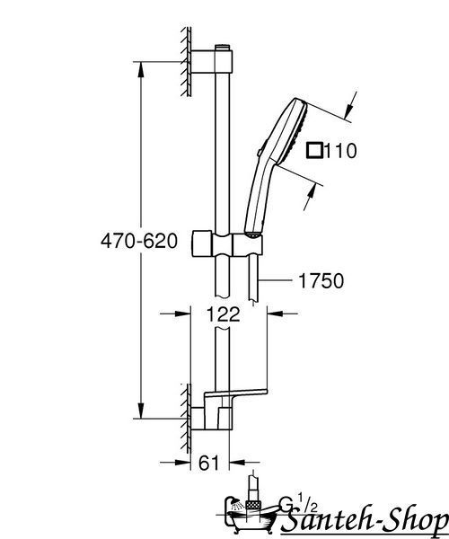 Душевой гарнитур Grohe Tempesta Cube 27929003 хром 27929003 фото
