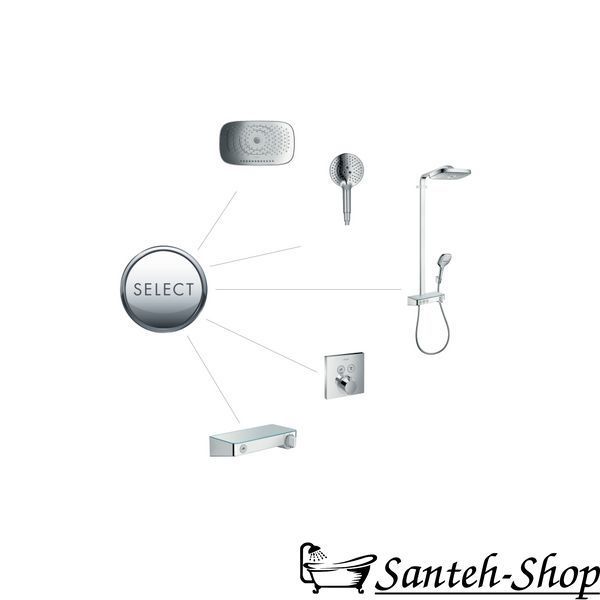 Верхний душ Hansgrohe Select Е 300 3jet с держателем 390 мм, хром (26468000) 26468000 фото