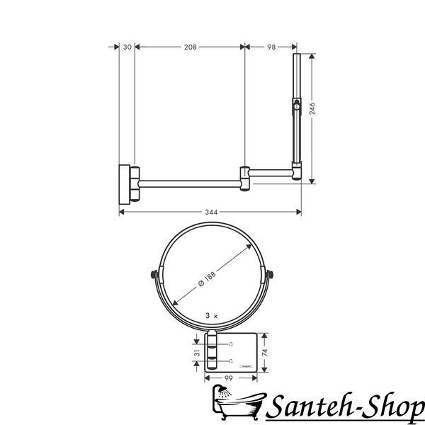 Зеркало для бритья Hansgrohe AddStoris (41791140) 41791140 фото