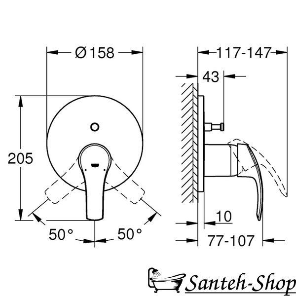 Внешняя часть смесителя для ванны GROHE Eurosmart&nbsp;хром 24043002 24043002 фото