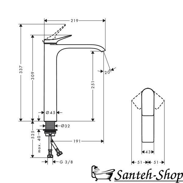 Baterie lavoar Hansgrohe 75042670 Vivenis 250 negru mat 75042670 foto