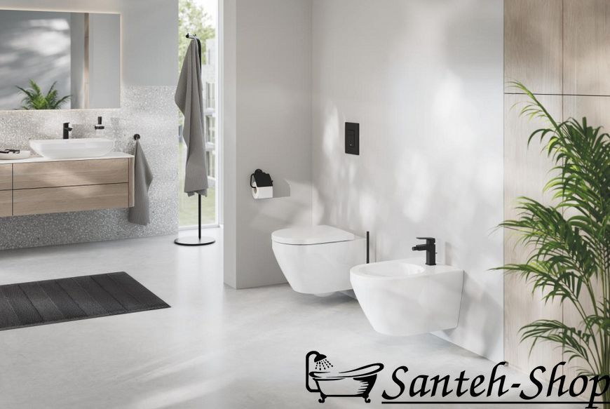 Полотенцедержатель Grohe Essentials 439 мм двойной, поворотный, скрытое крепление, черный матовый (1024672430) 1024672430 фото