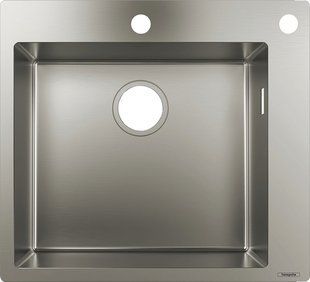 Chiuvetă de bucătărie Hansgrohe S711-F450, blat, 2x35, 550x500 mm, oțel inoxidabil (43305800) 43305800 foto