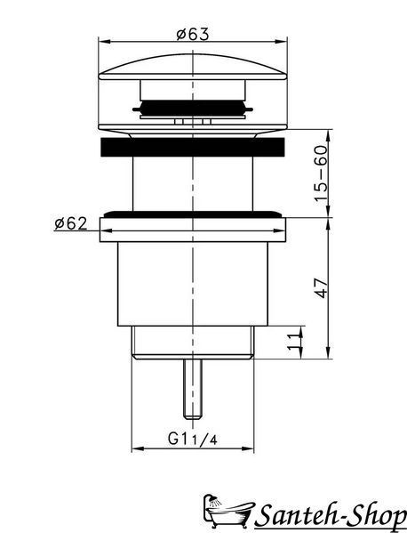Ventil click-clack Frap F 62-7 negru 1 1/4" F62-7 foto