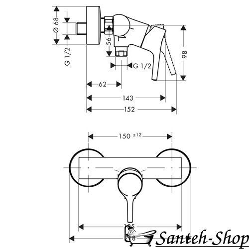 Смеситель для душа Hansgrohe Talis S, хром (72600000) 72600000 фото