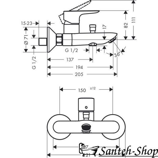Baterie baie Hansgrohe Talis E 71740670 71740670 foto
